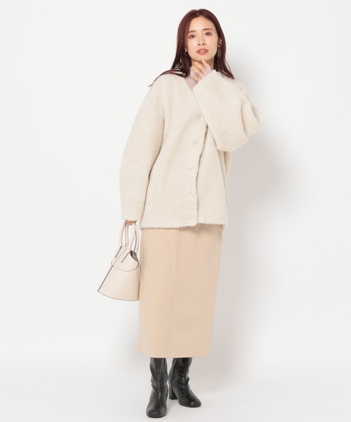 mysty woman（ミスティウーマン）の「テディベアボアカーデ 181148（カーディガン/ボレロ・レディース・ピンク/モカ/アイボリー・FREE）」の15枚目の写真