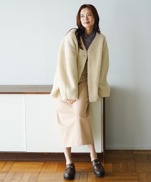 mysty woman（ミスティウーマン）の「テディベアボアカーデ 181148（カーディガン/ボレロ・レディース・ピンク/モカ/アイボリー・FREE）」の18枚目の写真