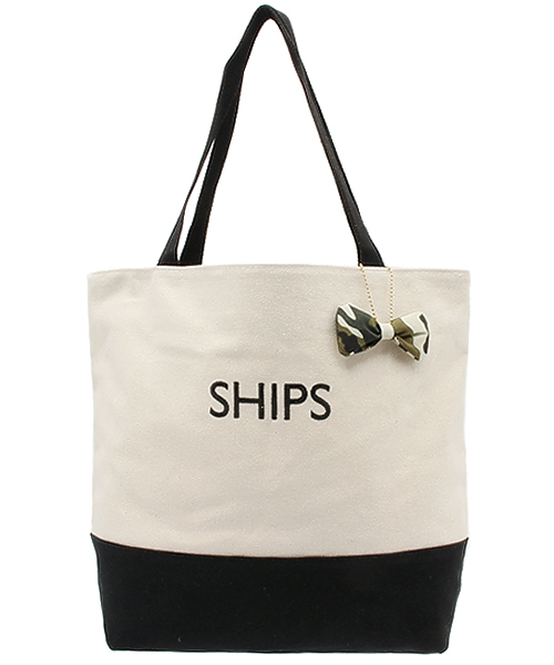 SHIPS for women（シップスフォーウィメン）の「バイカラーエコバッグL（トートバッグ・レディース・ライトオリーブ/チャコールグレー/コバルトブルー・ONE SIZE）」の2枚目の写真