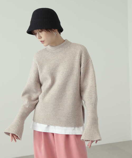 N.(N. Natural Beauty Basic)(エヌエヌナチュラルビューティーベーシック)の「◆フレアスリーブリブニット(ニット/セーター・レディース・オフホワイト/ベージュ/パープル・MEDIUM)」の20枚目の写真