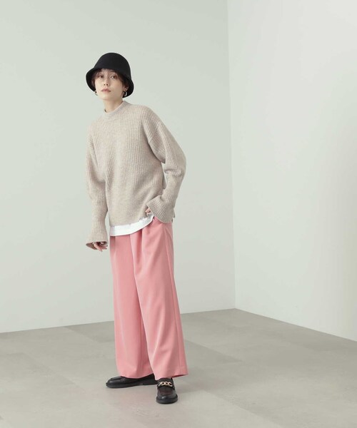 N.(N. Natural Beauty Basic)(エヌエヌナチュラルビューティーベーシック)の「◆フレアスリーブリブニット(ニット/セーター・レディース・オフホワイト/ベージュ/パープル・MEDIUM)」の22枚目の写真