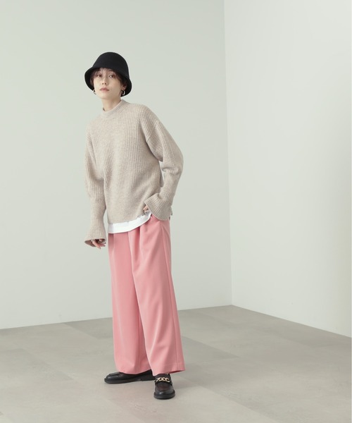 N.(N. Natural Beauty Basic)(エヌエヌナチュラルビューティーベーシック)の「◆フレアスリーブリブニット(ニット/セーター・レディース・オフホワイト/ベージュ/パープル・MEDIUM)」の10枚目の写真