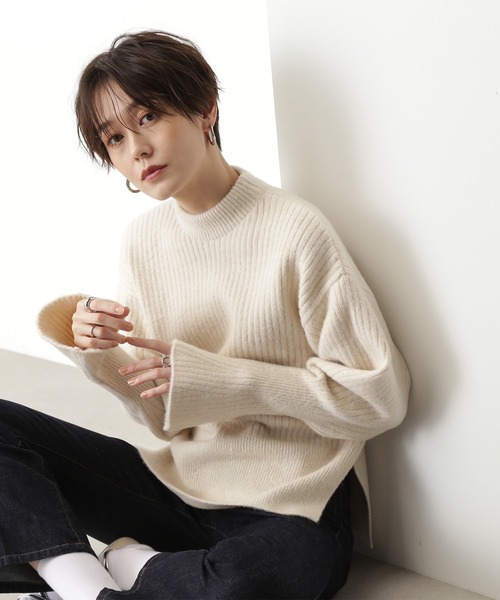 N.(N. Natural Beauty Basic)(エヌエヌナチュラルビューティーベーシック)の「◆フレアスリーブリブニット(ニット/セーター・レディース・オフホワイト/ベージュ/パープル・MEDIUM)」の18枚目の写真