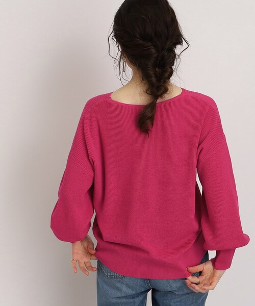 DRESKIP（ドレスキップ）の「◆【顔回りをすっきり見せる】Vネック片畦ニット（ニット/セーター・レディース・ブラック/ナチュラル/ブルー/ピンク系・02/03/04）」の15枚目の写真