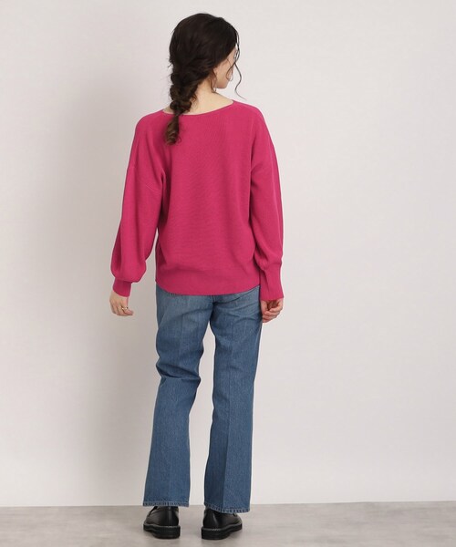 DRESKIP（ドレスキップ）の「◆【顔回りをすっきり見せる】Vネック片畦ニット（ニット/セーター・レディース・ブラック/ナチュラル/ブルー/ピンク系・02/03/04）」の17枚目の写真