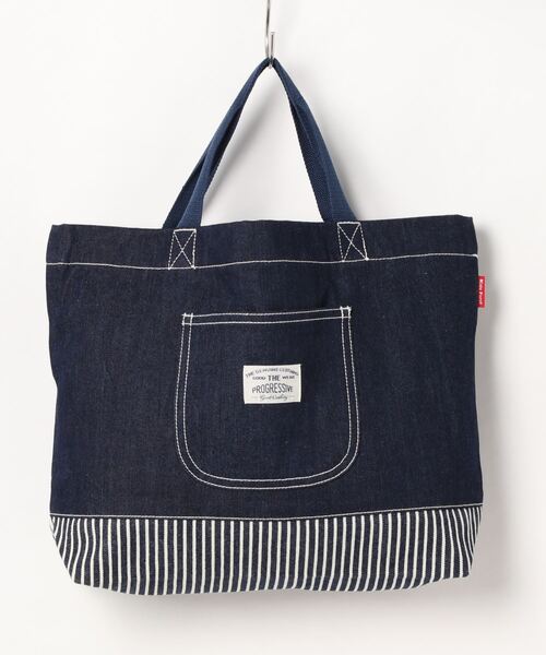 Kids Foret(キッズフォーレ)の「デニム無地・星柄レッスンバッグ(トートバッグ・キッズ・ネイビー/ブルー・FREE)」の2枚目の写真