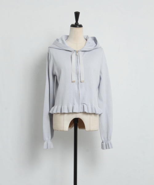 tocco closet（トッコ　クローゼット）の「パールファスナーフリル付きニットパーカー（パーカー・レディース・オフホワイト/グレー系その他/ピンク系その他・M）」の10枚目の写真