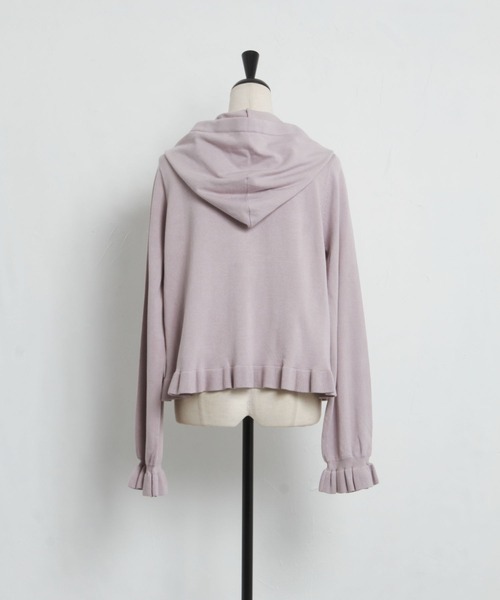 tocco closet（トッコ　クローゼット）の「パールファスナーフリル付きニットパーカー（パーカー・レディース・オフホワイト/グレー系その他/ピンク系その他・M）」の8枚目の写真