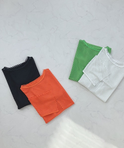 AS KNOW AS plus（アズノゥアズプラス）の「○ゆるりメッシュロンＴ（Tシャツ/カットソー・レディース・オレンジ/ライトグリーン/ブラック/アイボリー・FREE）」の8枚目の写真