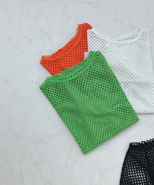 AS KNOW AS plus（アズノゥアズプラス）の「○ゆるりメッシュロンＴ（Tシャツ/カットソー・レディース・オレンジ/ライトグリーン/ブラック/アイボリー・FREE）」の7枚目の写真