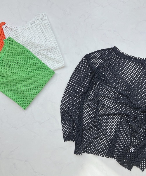 AS KNOW AS plus（アズノゥアズプラス）の「○ゆるりメッシュロンＴ（Tシャツ/カットソー・レディース・オレンジ/ライトグリーン/ブラック/アイボリー・FREE）」の10枚目の写真