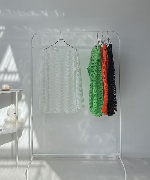 AS KNOW AS plus（アズノゥアズプラス）の「○ゆるりメッシュロンＴ（Tシャツ/カットソー・レディース・オレンジ/ライトグリーン/ブラック/アイボリー・FREE）」の17枚目の写真