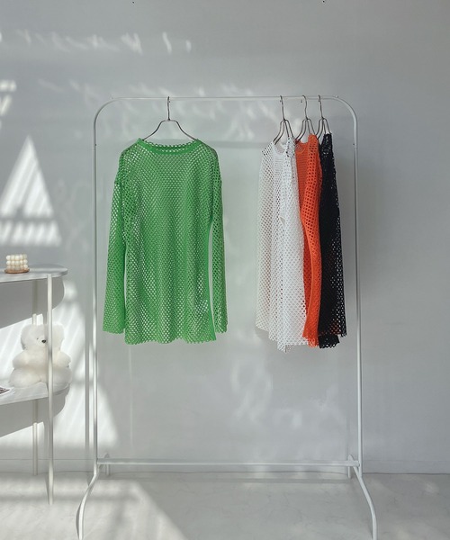 AS KNOW AS plus（アズノゥアズプラス）の「○ゆるりメッシュロンＴ（Tシャツ/カットソー・レディース・オレンジ/ライトグリーン/ブラック/アイボリー・FREE）」の18枚目の写真