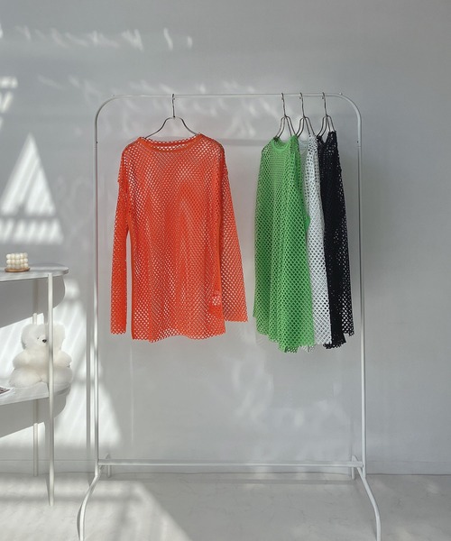 AS KNOW AS plus（アズノゥアズプラス）の「○ゆるりメッシュロンＴ（Tシャツ/カットソー・レディース・オレンジ/ライトグリーン/ブラック/アイボリー・FREE）」の19枚目の写真