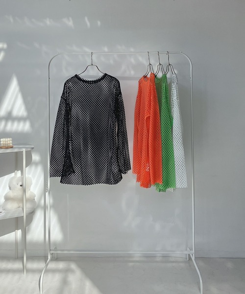 AS KNOW AS plus（アズノゥアズプラス）の「○ゆるりメッシュロンＴ（Tシャツ/カットソー・レディース・オレンジ/ライトグリーン/ブラック/アイボリー・FREE）」の20枚目の写真