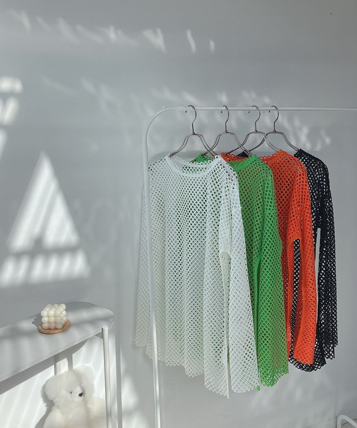 AS KNOW AS plus（アズノゥアズプラス）の「○ゆるりメッシュロンＴ（Tシャツ/カットソー・レディース・オレンジ/ライトグリーン/ブラック/アイボリー・FREE）」の21枚目の写真