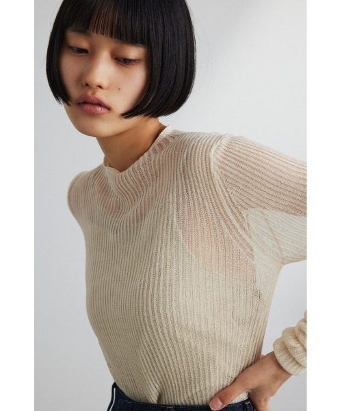 STYLEMIXER（スタイルミキサー）の「シアーソルベニット（ニット/セーター・レディース・アイボリー/ピンク/グリーン/ブラック・FREE）」の2枚目の写真