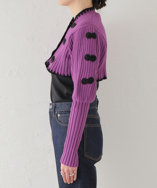 HOLIDAY（ホリデイ）の「■■■【HOLIDAY/ホリデイ】RIBBON CROPPED KNIT CD:カーディガン（カーディガン/ボレロ・レディース・パープル・FREE）」の5枚目の写真
