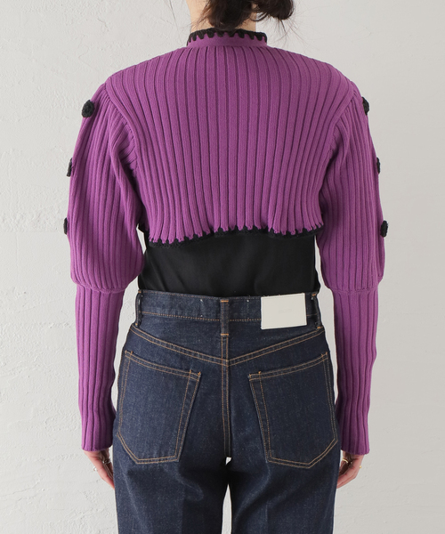 HOLIDAY（ホリデイ）の「■■■【HOLIDAY/ホリデイ】RIBBON CROPPED KNIT CD:カーディガン（カーディガン/ボレロ・レディース・パープル・FREE）」の6枚目の写真