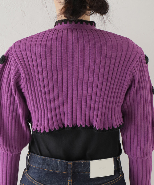 HOLIDAY（ホリデイ）の「■■■【HOLIDAY/ホリデイ】RIBBON CROPPED KNIT CD:カーディガン（カーディガン/ボレロ・レディース・パープル・FREE）」の8枚目の写真