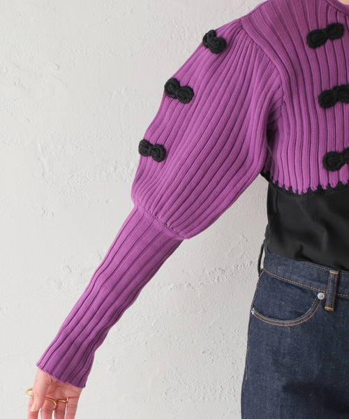 HOLIDAY（ホリデイ）の「■■■【HOLIDAY/ホリデイ】RIBBON CROPPED KNIT CD:カーディガン（カーディガン/ボレロ・レディース・パープル・FREE）」の9枚目の写真