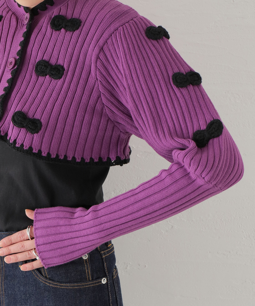 HOLIDAY（ホリデイ）の「■■■【HOLIDAY/ホリデイ】RIBBON CROPPED KNIT CD:カーディガン（カーディガン/ボレロ・レディース・パープル・FREE）」の10枚目の写真
