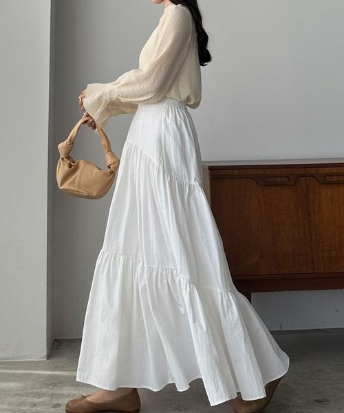 PINUE ワイシャーティアードスカート ワッシャーティアードスカート（BLACK） - PINUE