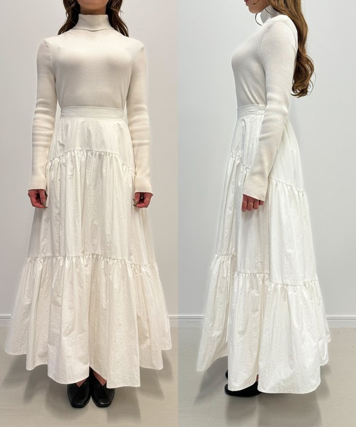 Louere（ルエレ）の「ワッシャーティアードスカート（スカート・レディース・ブラック/ホワイト/ベージュ・SMALL/MEDIUM/LARGE/X-LARGE）」の18枚目の写真