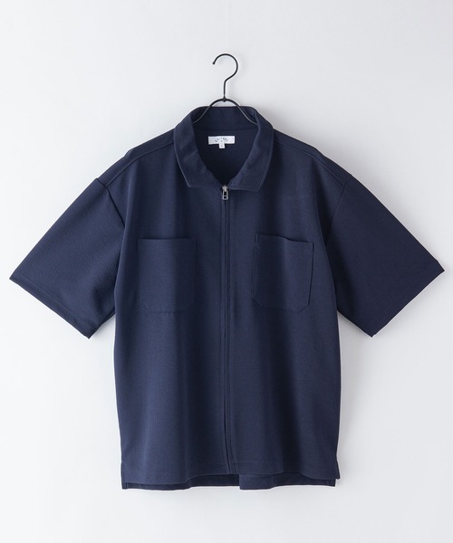 UNIIT(ユニット)の「【KAITEKI+/カイテキプラス】ドライタッチ 吸水速乾 ストレッチ イージーケア ドライリップル ジップブルゾン オーバーシャツ ジップシャツ フロントジップ ポロシャツ(ポロシャツ・メンズ・ネイビー/ブラック/ベージュ・X-LARGE/MEDIUM/LARGE)」の6枚目の写真
