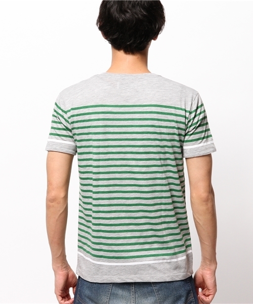 OUTLET(アウトレット)の「【CIAOPANIC TYPY】ヤシノキ切替マリンボーダーTee(Tシャツ/カットソー・メンズ・グレー/ホワイト・SMALL)」の5枚目の写真