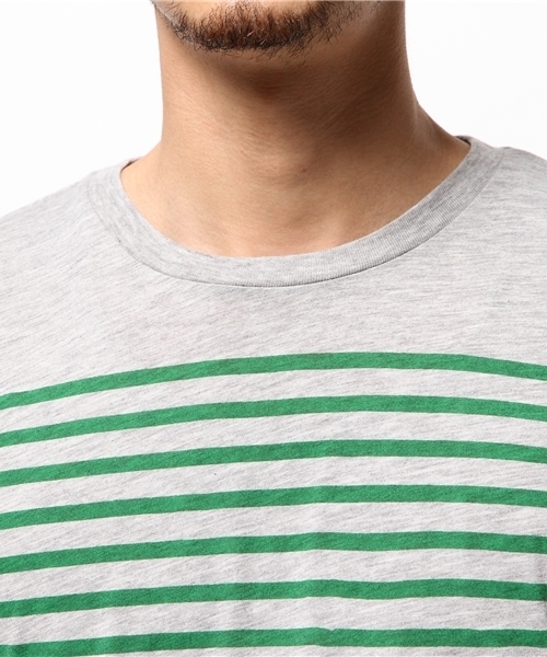 OUTLET(アウトレット)の「【CIAOPANIC TYPY】ヤシノキ切替マリンボーダーTee(Tシャツ/カットソー・メンズ・グレー/ホワイト・SMALL)」の8枚目の写真