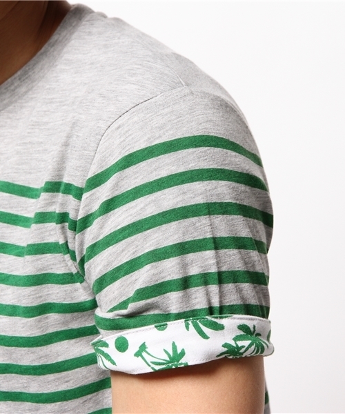 OUTLET(アウトレット)の「【CIAOPANIC TYPY】ヤシノキ切替マリンボーダーTee(Tシャツ/カットソー・メンズ・グレー/ホワイト・SMALL)」の10枚目の写真