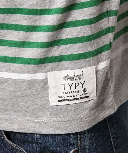 OUTLET(アウトレット)の「【CIAOPANIC TYPY】ヤシノキ切替マリンボーダーTee(Tシャツ/カットソー・メンズ・グレー/ホワイト・SMALL)」の11枚目の写真