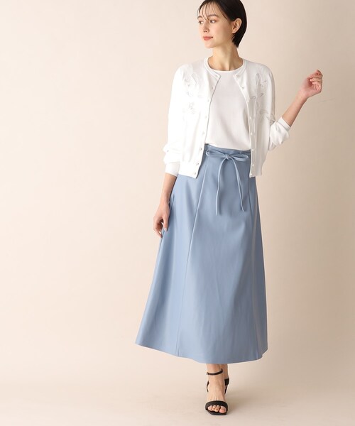 OPAQUE.CLIP（オペークドットクリップ）の「◆アンサンブル対応 刺繍チュールクルーネックカーディガン【洗濯機洗い可】（カーディガン/ボレロ・レディース・サンドベージュ/ホワイト系/ライトブルー・36/38/40）」の14枚目の写真