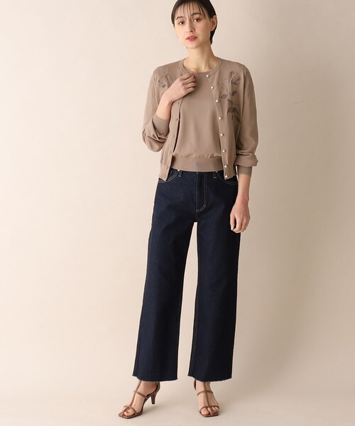 OPAQUE.CLIP（オペークドットクリップ）の「◆アンサンブル対応 刺繍チュールクルーネックカーディガン【洗濯機洗い可】（カーディガン/ボレロ・レディース・サンドベージュ/ホワイト系/ライトブルー・36/38/40）」の21枚目の写真