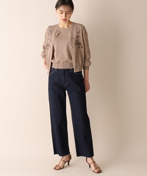 OPAQUE.CLIP（オペークドットクリップ）の「◆アンサンブル対応 刺繍チュールクルーネックカーディガン【洗濯機洗い可】（カーディガン/ボレロ・レディース・サンドベージュ/ホワイト系/ライトブルー・36/38/40）」の22枚目の写真