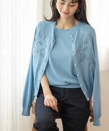 OPAQUE.CLIP | アンサンブル対応 刺繍チュールクルーネックカーディガン【洗濯機洗い可】(カーディガン/ボレロ)