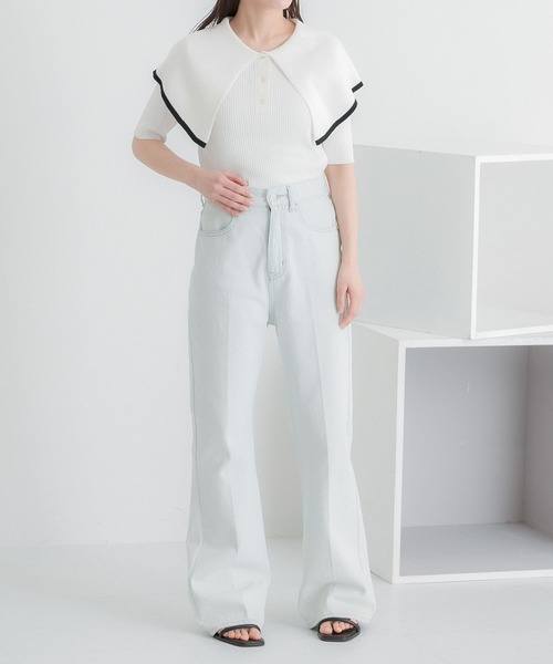 HEYUMM（ヘユム）の「ラッフルカラーコンパクトセーター(5分袖)（ニット/セーター・レディース・オフホワイト/ホワイト系その他/ライトピンク・ONE）」の17枚目の写真