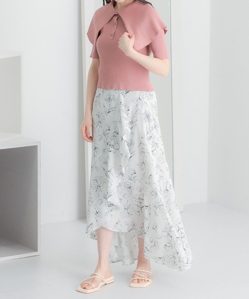 HEYUMM（ヘユム）の「ラッフルカラーコンパクトセーター(5分袖)（ニット/セーター・レディース・オフホワイト/ホワイト系その他/ライトピンク・ONE）」の13枚目の写真