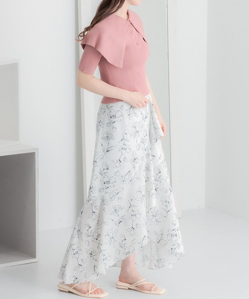 HEYUMM（ヘユム）の「ラッフルカラーコンパクトセーター(5分袖)（ニット/セーター・レディース・オフホワイト/ホワイト系その他/ライトピンク・ONE）」の9枚目の写真