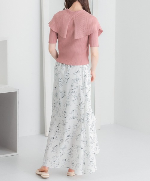 HEYUMM（ヘユム）の「ラッフルカラーコンパクトセーター(5分袖)（ニット/セーター・レディース・オフホワイト/ホワイト系その他/ライトピンク・ONE）」の8枚目の写真