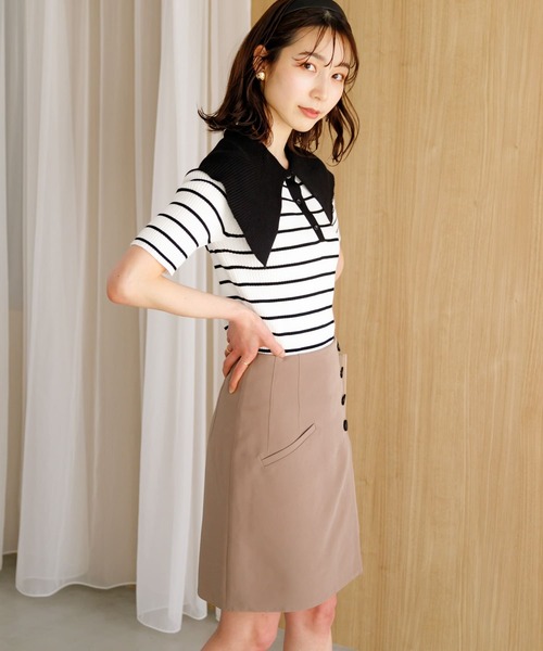 HEYUMM（ヘユム）の「ラッフルカラーコンパクトセーター(5分袖)（ニット/セーター・レディース・オフホワイト/ホワイト系その他/ライトピンク・ONE）」の10枚目の写真