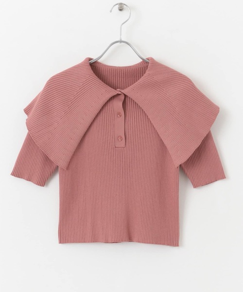 HEYUMM（ヘユム）の「ラッフルカラーコンパクトセーター(5分袖)（ニット/セーター・レディース・オフホワイト/ホワイト系その他/ライトピンク・ONE）」の20枚目の写真