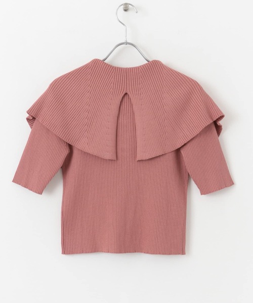 HEYUMM（ヘユム）の「ラッフルカラーコンパクトセーター(5分袖)（ニット/セーター・レディース・オフホワイト/ホワイト系その他/ライトピンク・ONE）」の21枚目の写真