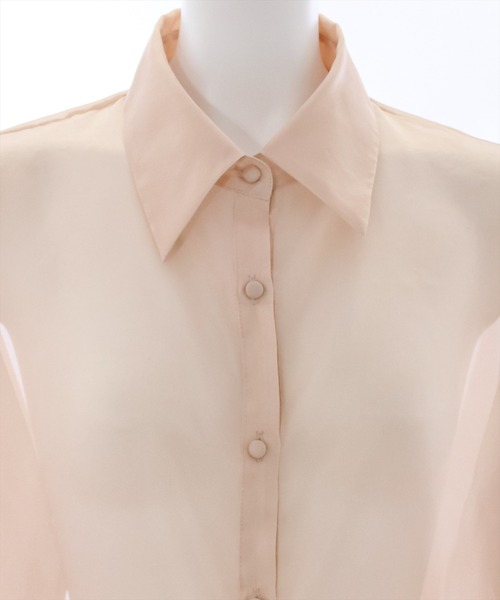 clear（クリア）の「長袖シアーシャツ （シャツ/ブラウス・レディース・ベージュ/ピンク/サックスブルー・F）」の7枚目の写真