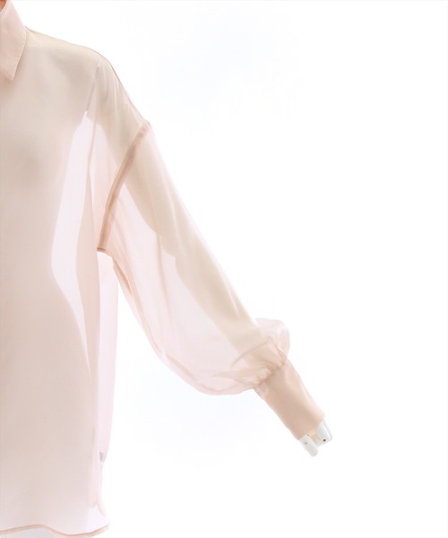 clear（クリア）の「長袖シアーシャツ （シャツ/ブラウス・レディース・ベージュ/ピンク/サックスブルー・F）」の8枚目の写真