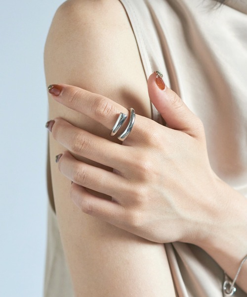 【Hei】overlap ring〜オープンリング (12〜15号着用可)★韓国発 Cream dot. リング 指輪 金属アレルギー 18kコーティング