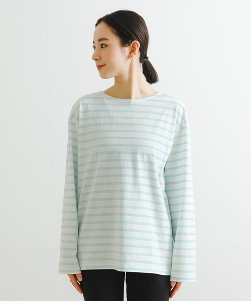 URBAN RESEARCH（アーバンリサーチ）の「コットンボーダーカットソー（Tシャツ/カットソー・レディース・ブラック/グリーン系その他/ベージュ・FREE）」の4枚目の写真