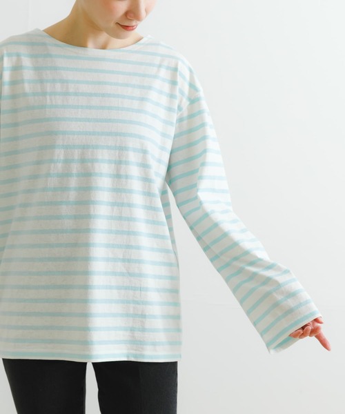 URBAN RESEARCH（アーバンリサーチ）の「コットンボーダーカットソー（Tシャツ/カットソー・レディース・ブラック/グリーン系その他/ベージュ・FREE）」の19枚目の写真