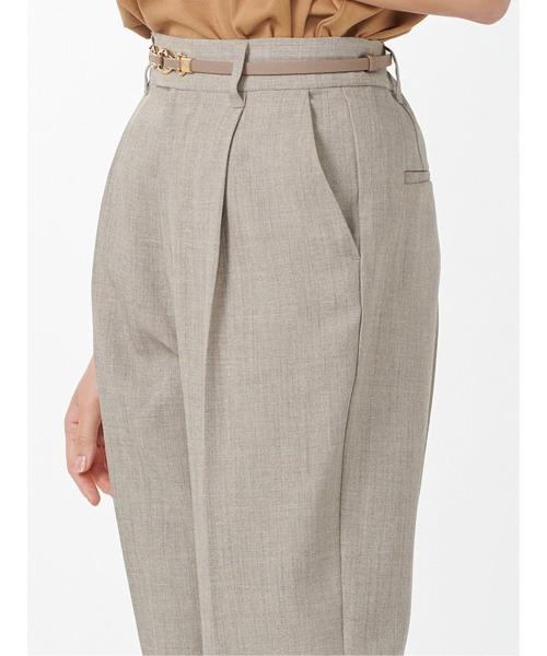 m.f.editorial（エムエフエディトリアル）の「【リネン調 アンクル丈 ストレッチ】m.f.エディトリアル レディース シャンブレー テーパードパンツ(セットアップ可能)（スラックス・レディース・ブラウン/カーキ/モカ・MEDIUM/LARGE）」の20枚目の写真